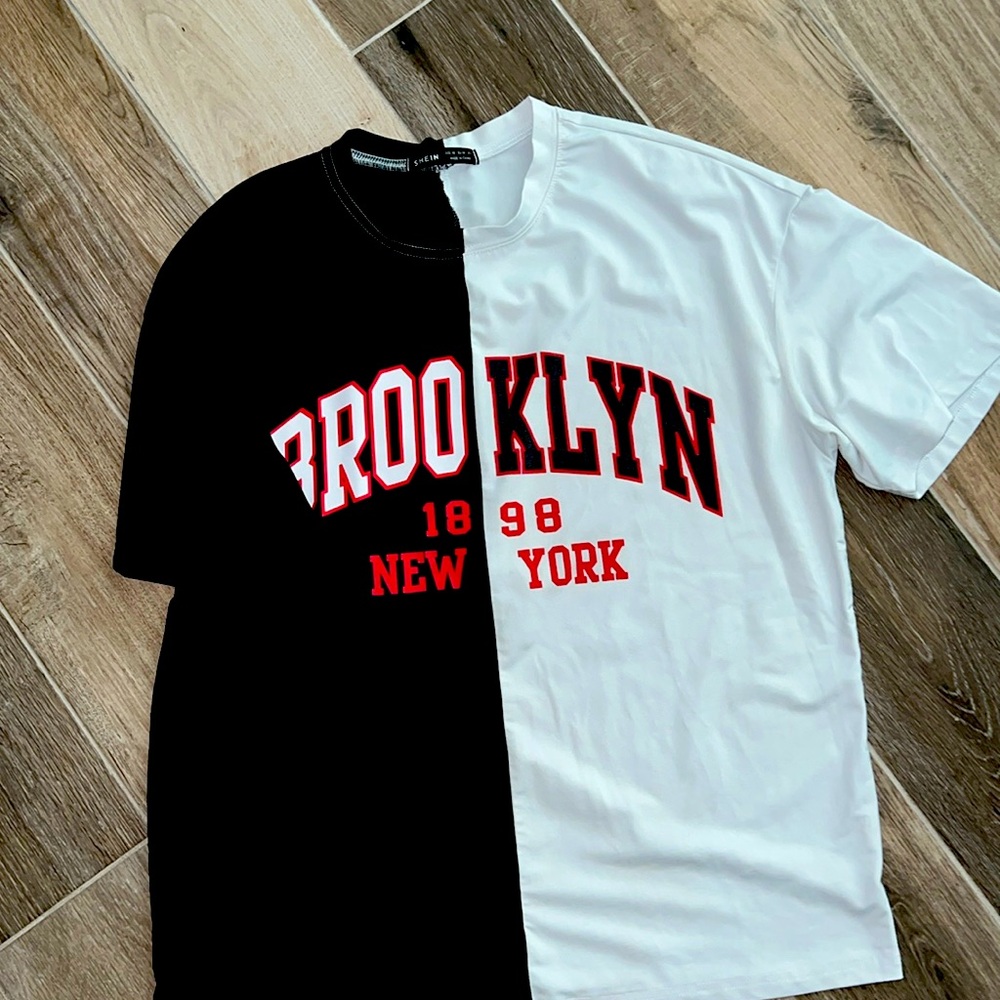 SHEIN Brooklyn 1998 New York black-and-white with red oversizee